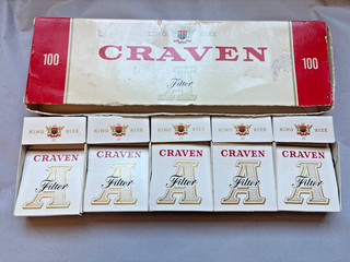 OLD CRAVEN A FILTER CIGARETTE CARTON & FIVE EMPTY PACKS A6