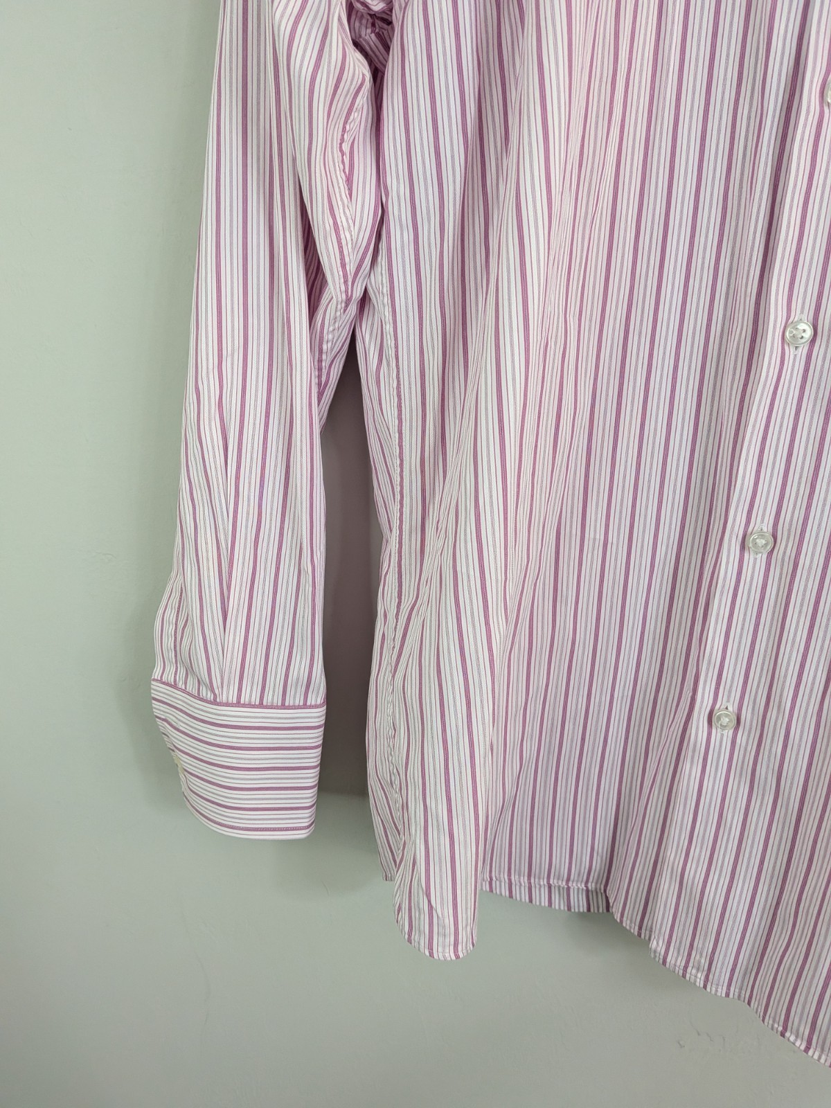 Hugo Boss Dress Shirt Men's 16.5 Purple Button Up Long Sleeve Striped Cotton thumbnail 5