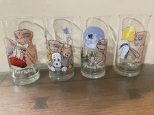 Vintage 1982 Pizza Hut ET Extra Terrestrial Collector Glasses Complete Set of 4