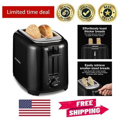 Black 2-Slice Toaster with Shade Selector and Auto Shut-Off for Safe Toasting