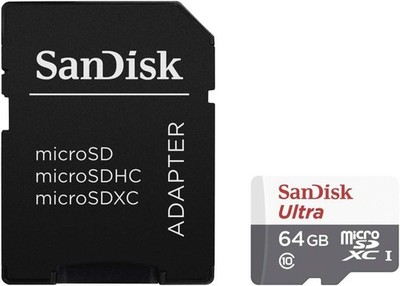 64 GB Sandisk Ultra micro SDXC UHS-1 class10 64GB Karte mit Adapter ** NEU **