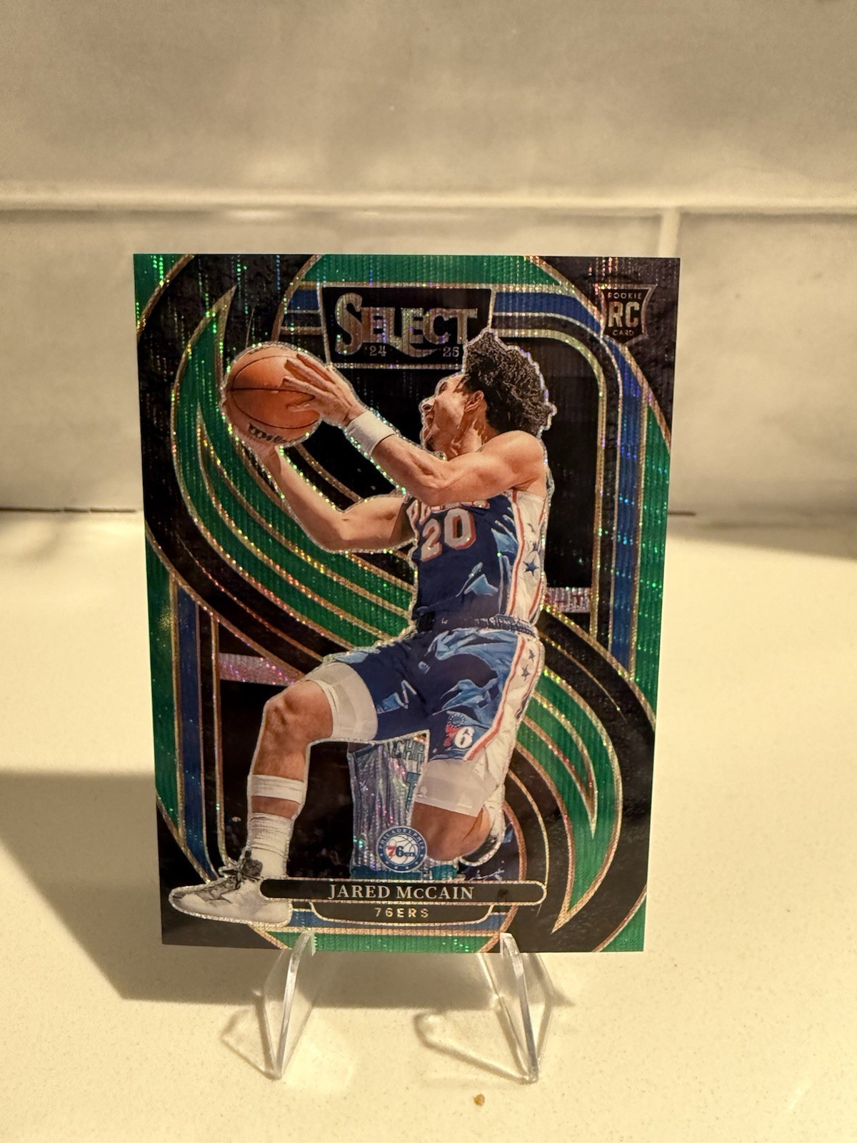 Jared McCain 2024-25 Panini Select - Premier Level Green Wave Prizm /50 (RC)