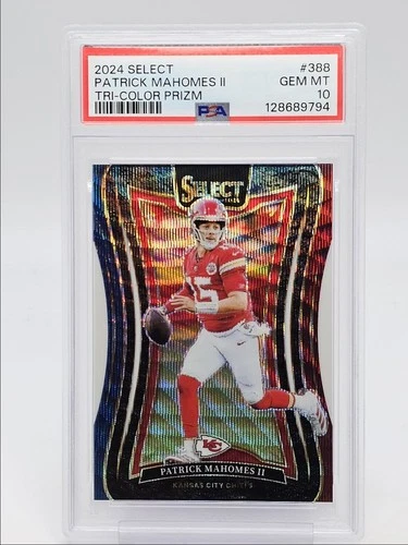 PATRICK MAHOMES II 2024 SELECT SUITE LEVEL TRI-COLOR PRIZM /149 PSA 10 Q1527