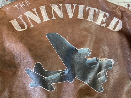 A2 RESTORED FLIGHT JACKET SQUADRON PATCH PAINTED BACK ART BOMBER PILOT HORSE? - Picture 2 of 10