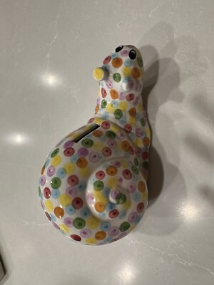 Vintage Ceramic Snail Slug Coin Bank Italy Hand Painted Collectible Unique