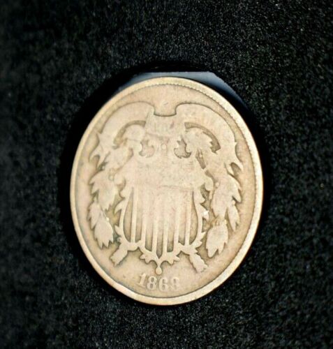 1868 2 Cent Piece~Large Motto~AG~About Good~ - Picture 3 of 4