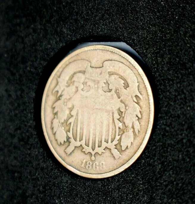 1868 2 Cent Piece~Large Motto~AG~About Good~ - Image 3 of 4