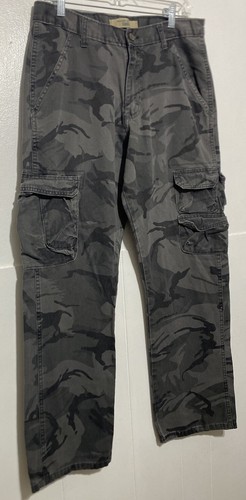 Wrangler Cargo Pants Men Size 32x32 Green Gray Camouflage Cotton Denim Military - Picture 3 of 10