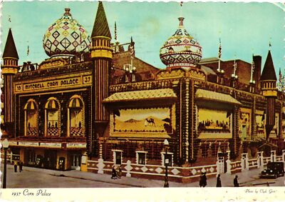 Vintage Postcard 4x6- 1937 Corn Palace Posted 1960-80s