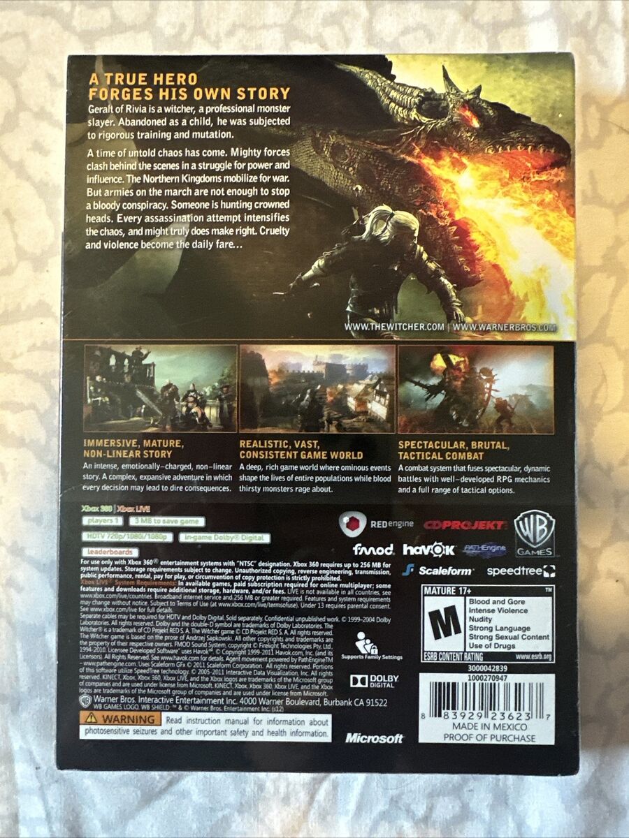 The Witcher 2: Assassins Of Kings Enhanced Edition (Xbox 360 2012) NEW! -  RARE!