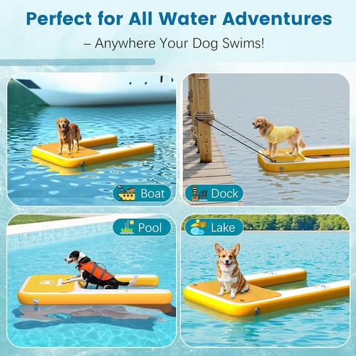 Dog Ramp Ladder for Pool Boat Sea Claw Friendly 50lb Dogs Inflatable Non-Slip - Picture 5 of 7
