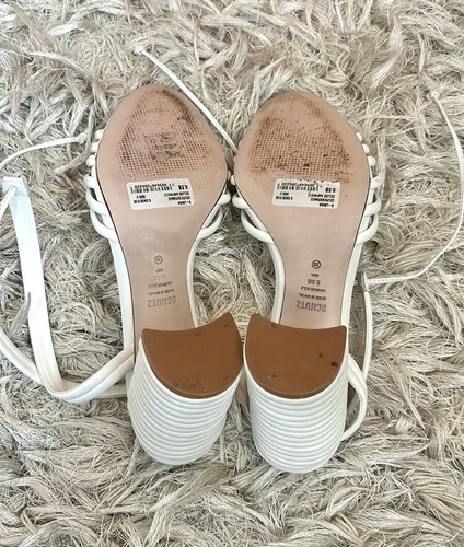 SCHUTZ Lanna Leather Strappy Block Heel Sandals in Deluxe Nap/White size 8.5 - Picture 8 of 10