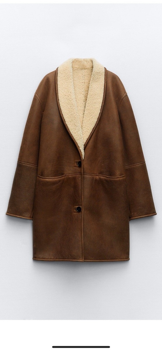 100% Authentic ZARA Brown Leather Coat $869.90+Tax Size: XS-S | eBay