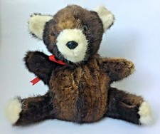 Vintage Teddy Bear Real Fur Dark Brown 9" Tall