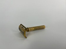 Vintage 1940's Gillette Gold Fat Handle Tech DE Safety Razor Nice Used Condition