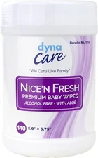 Dynarex 1313 Nice'n Fresh Premium Baby Wipes Scented, 6x6.75 in. (3 Cans)