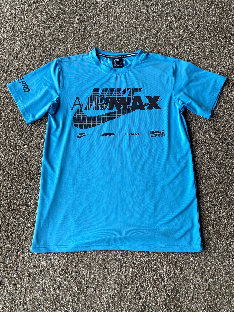 Nike Pro Shirt Mens L Blue Dri-FIt Short Sleeve Casual Stretch Air