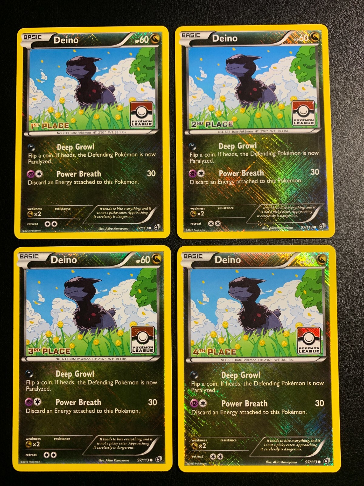 POKEMON CARD - DEINO 97/113 POKEMON LEAGUE 1ST PLACE - ENGLISH REV HOLO  RARE | eBay