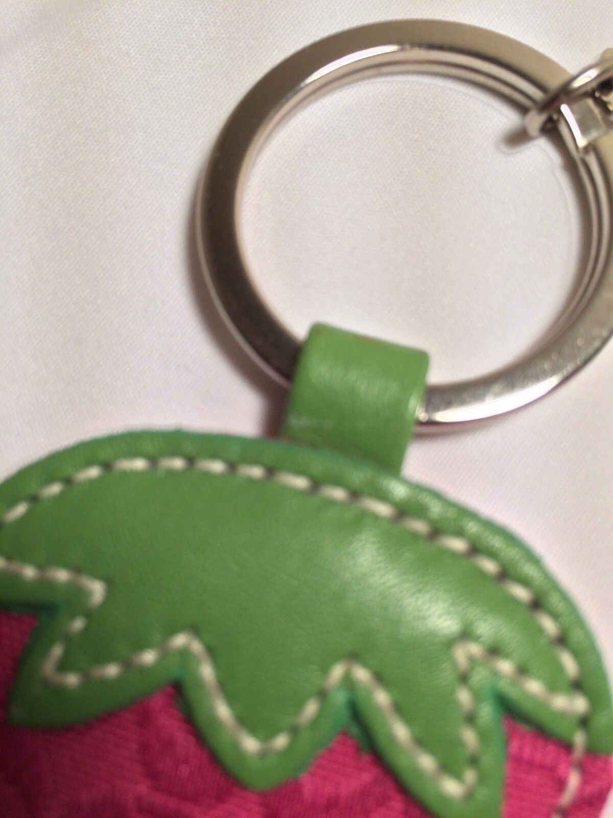 RARE Coach Signature Fabric Pink Strawberry Keychain/… Gem