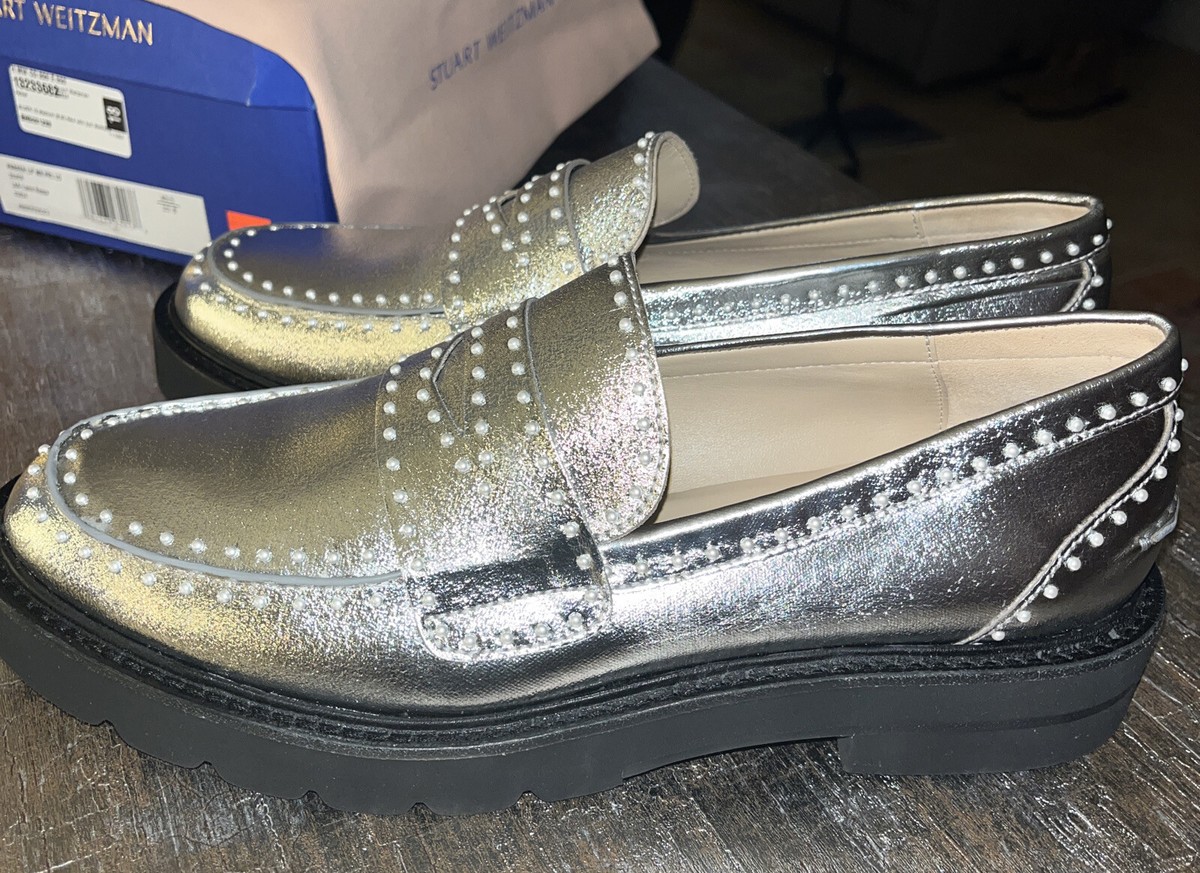 Stuart Weitzman PARKER LIFT MINI PEARL LOAFER Stuart Weitzman Parker Pearl Loafers – The Closet New York main image 4