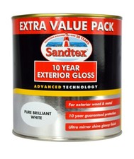 Sandtex Paint 750ML 10 Year Exterior Gloss Wood Metal Pure Brilliant White Paint