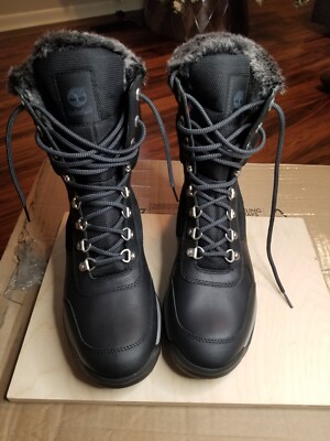 Timberland Women's White Ledge Mid-Hiker Boots Black Full Grain 0A2KDR NIB 8.5