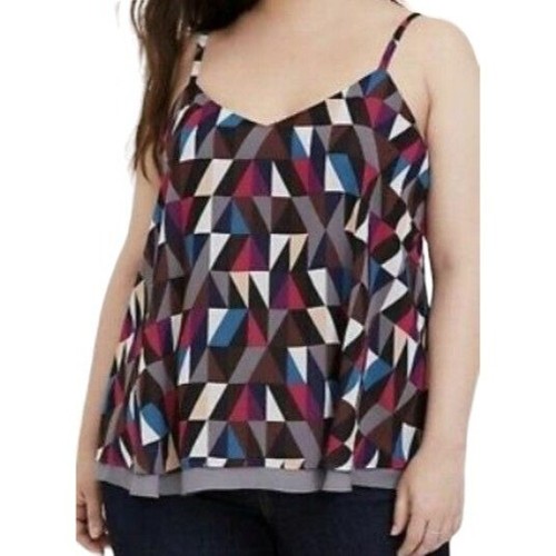 Torrid Swing Cami Top Sophie Geo Chiffon Double Layer Womens Size 5X Tank NEW - Picture 11 of 12