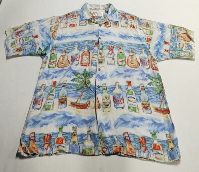 Thumbs Up Short Sleeve Button Up Hawaiian Shirt Mens XL Vodka Cruiser Bottles
