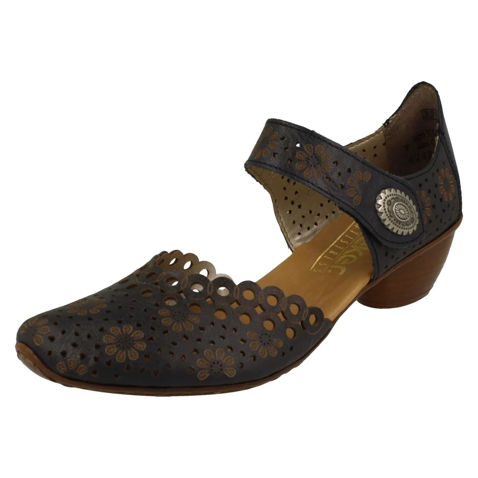 Ladies Rieker '43753' Leather Mary Jane Cut Out Shoes - Image 3 of 4