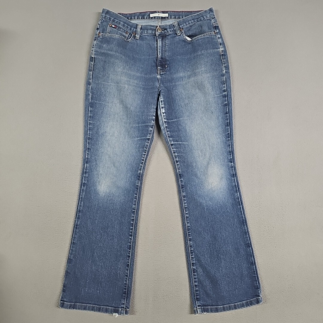 Tommy Hilfiger Jeans Womens 12 Blue Mid Rise Bootcut Distressed