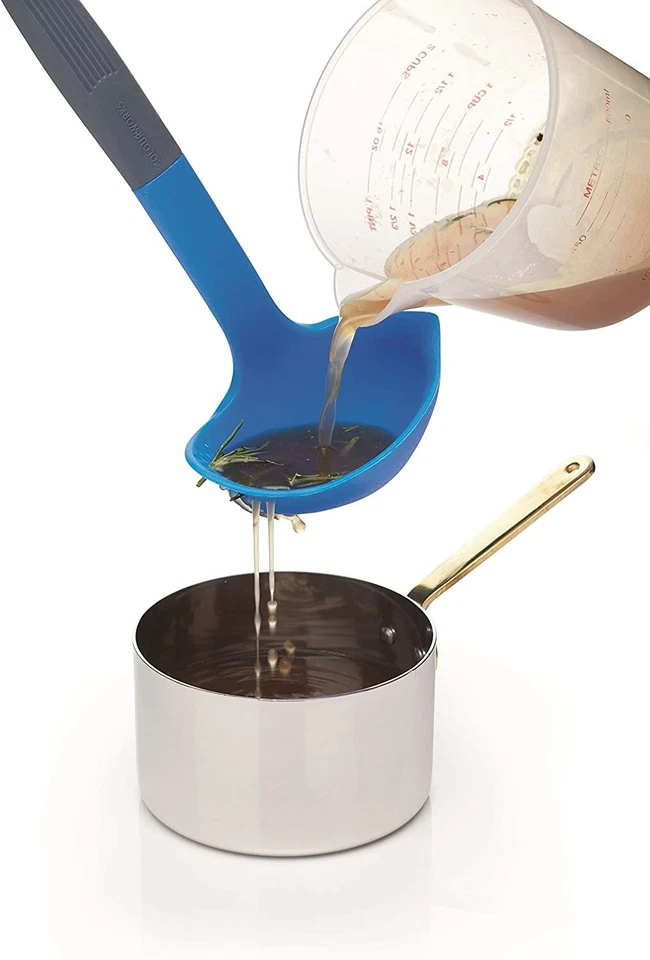 KitchenCraft Colourworks CWBRLADBLU Multi Soup Ladle / Strainer Spoon, Silicone, - Image 3 of 4