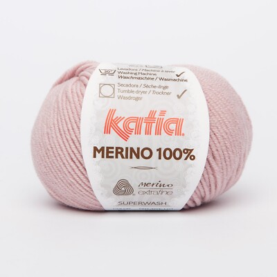 8,60 /100g Katia  MERINO extrafine 100% 50g / 102m Farbe 62 rosa Maschinenwäsche