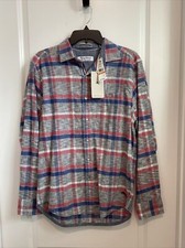 NWT Tommy Bahama Men's Canyon Beach Bonfire Plaid Shirt, Carbon Grey,S