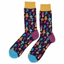 NWT Light Mushroom Dress Socks Novelty Men 8-12 Multicolor Crazy Fun Sockfly