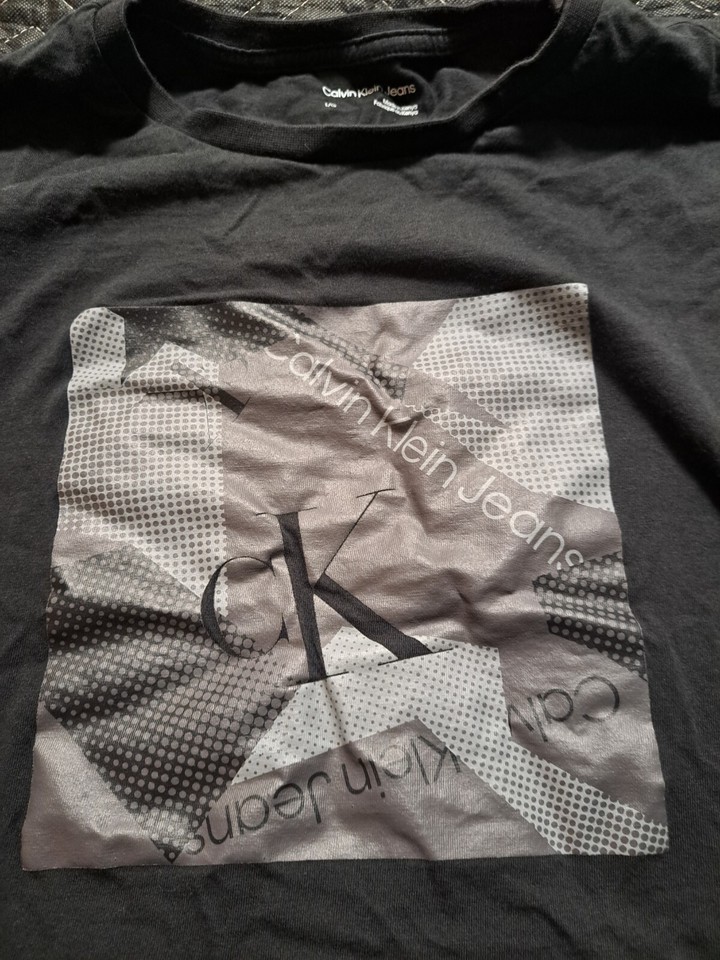 Calvin Klein Black Long Sleeve Graphic Mens Large T Shirt eBay