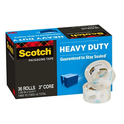 Scotch Heavy Duty Packaging Tape, 1.88'' x 54.6 yd, Designed for Packing,
