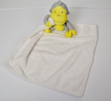 BABY BUM Plush Monkey Blanket Lovey Security Clutch Gray Yellow White