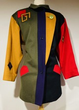 Mary Lou Ozbolt Storer Wool Colorblock Womens Overcoat Coat M