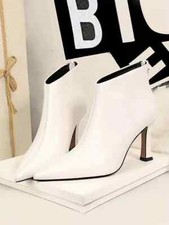 stivali stivaletti lucido bianco tacco 10 cm pelle sintetica comodi 8171