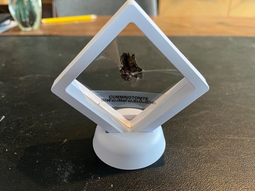 Cummingtonite - mineral sample Gift in white floating display case