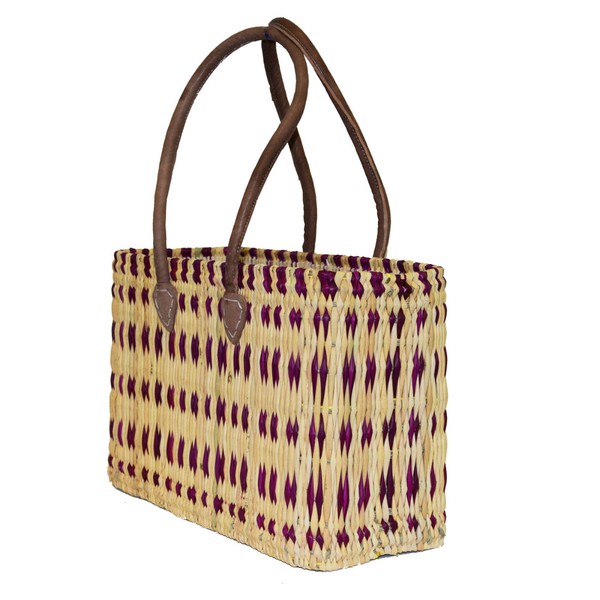 Seegras Tasche Mittel Langer Griff Einkaufskorb Korb Flechtkorb Korbtasche-image