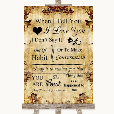 Personalisiertes Hochzeitsschild Herbst Vintage When I Tell You I Love You