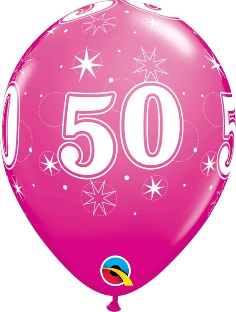 50th Birthday Pink Diamond Latex Balloon 11Inch 25 pack
