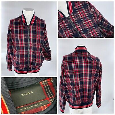 Zara Man Ska Jacket M Men Red Tartan Plaid Poly Elastane Zip Mint YGI  B2-440 | eBay