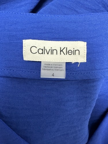 Calvin Klein Women's Long Sleeve Blue V-Neck Button Up Asymmetrical Dress Size 4 - 第 10/15 張圖片