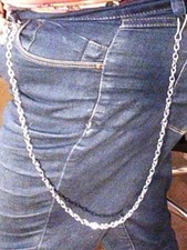 25" Chrome Heavy Duty Leash Metal Wallet Coil Chain Biker Trucker Jean Chain Men