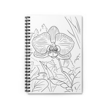 Orchid Doodle Black White Spiral Notebook - Ruled Line Journal Diary Sketchbook