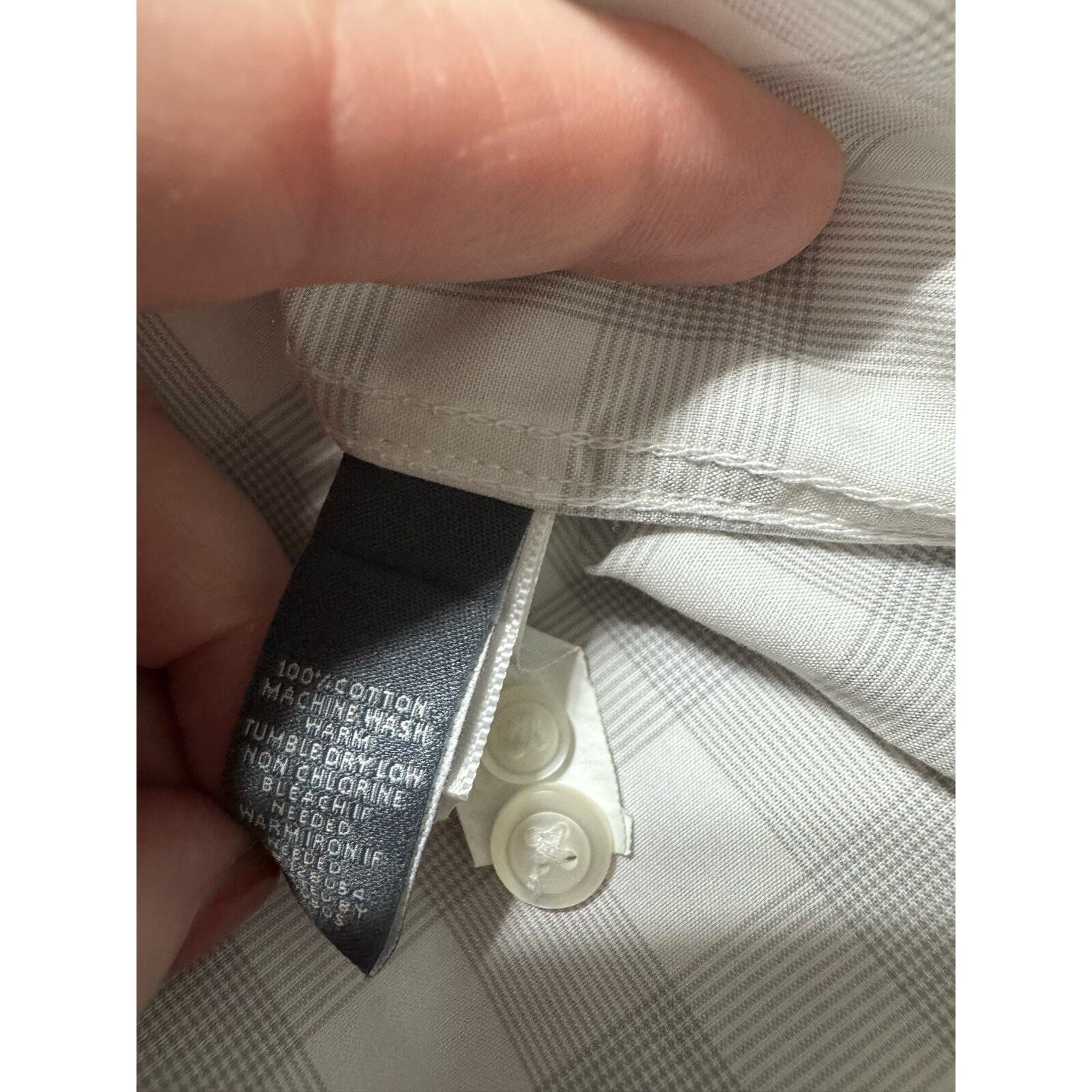 BONOBOS Gray White Checked Button Down Large - image 4