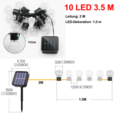 Solar Lichterkette Glühbirnen Außen Garten String Licht Birnen für Party Deko DE