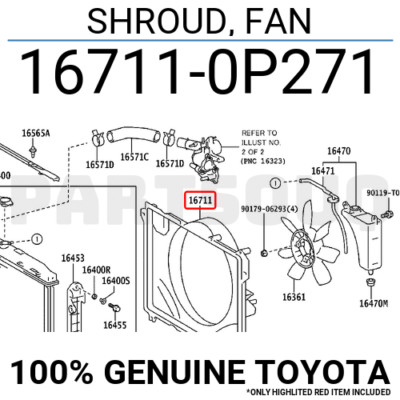 ふた 167110P271 Genuine Toyota SHROUD, FAN 16711-0P271 | eBay